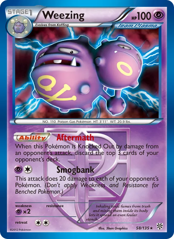 Weezing — Plasma Storm #58 (Pokémon TCG card)
