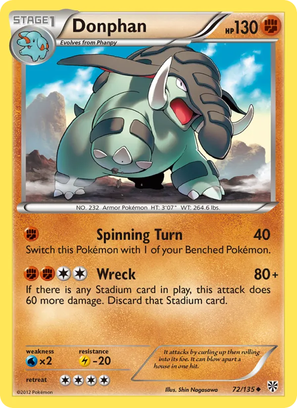 Donphan — Plasma Storm #72 (Pokémon TCG card)
