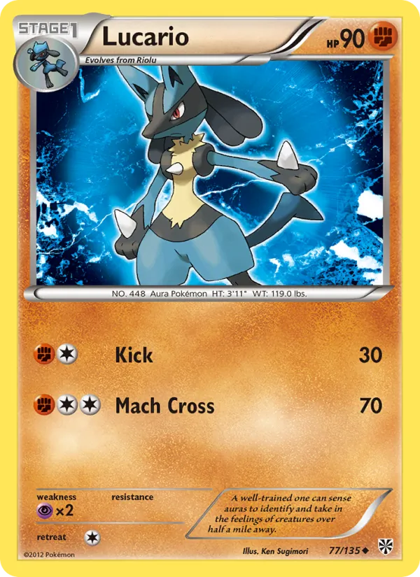 Lucario — Plasma Storm #77 (Pokémon TCG card)