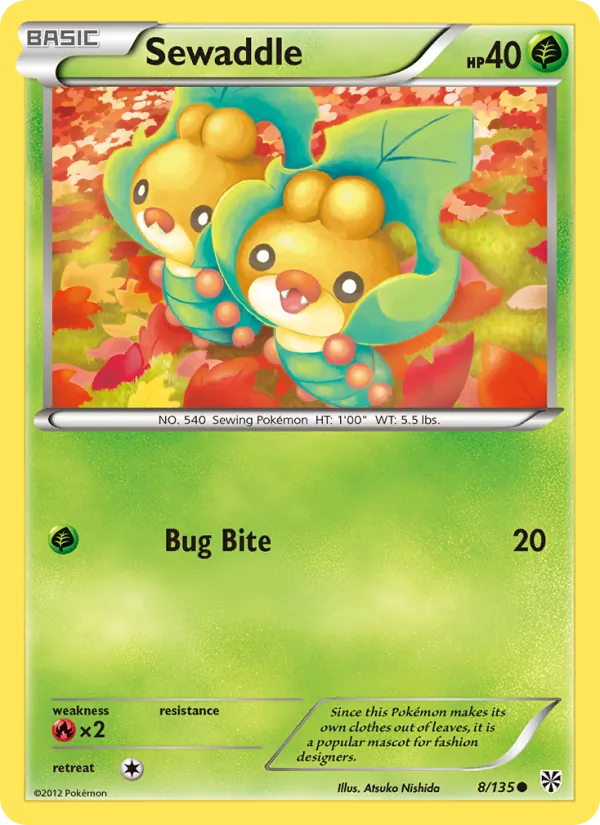 Sewaddle — Plasma Storm #8 (Pokémon TCG card)