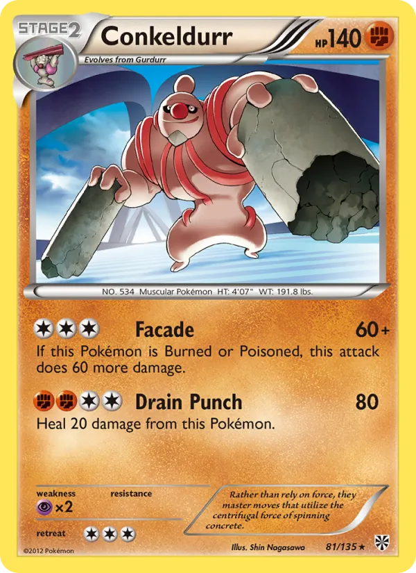 Conkeldurr — Plasma Storm #81 (Pokémon TCG card)