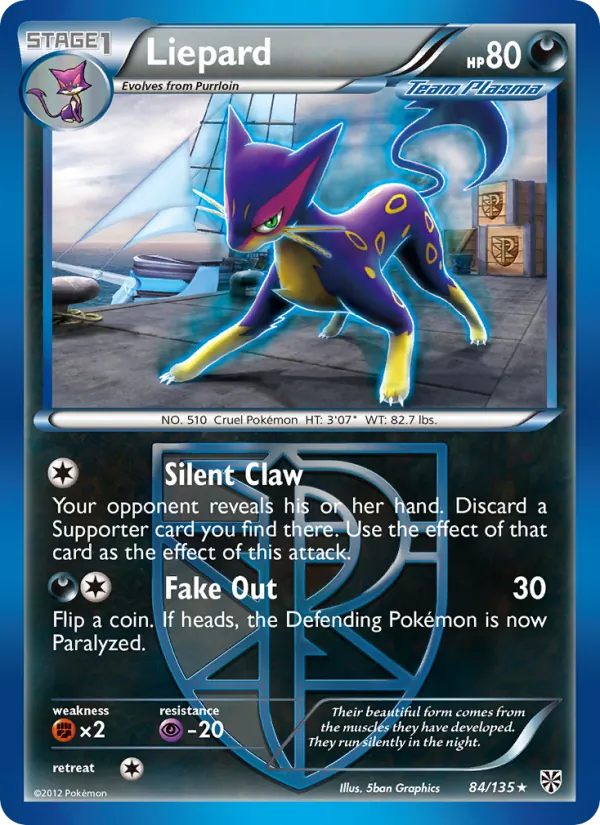 Liepard — Plasma Storm #84 (Pokémon TCG card)