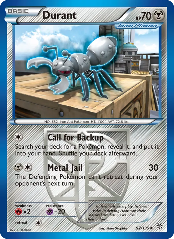 Durant — Plasma Storm #92 (Pokémon TCG card)