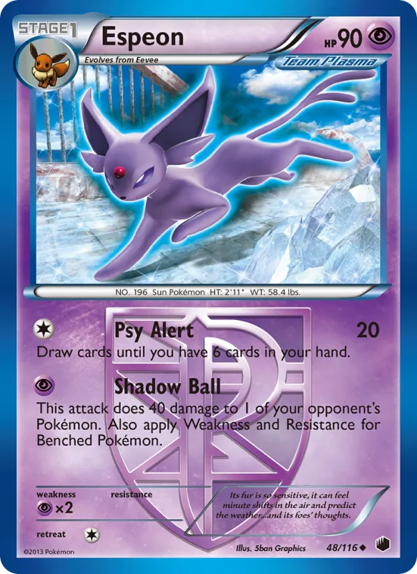 Espeon — Plasma Freeze #48 (Pokémon TCG card)