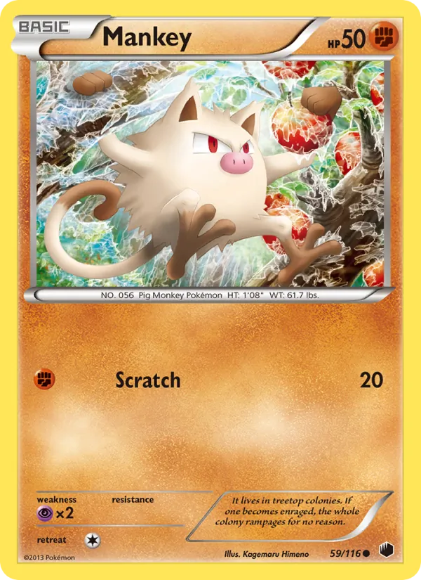 Mankey — Plasma Freeze #59 (Pokémon TCG card)