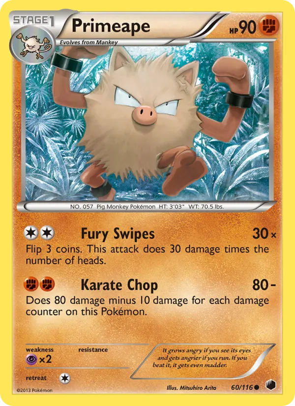 Primeape — Plasma Freeze #60 (Pokémon TCG card)