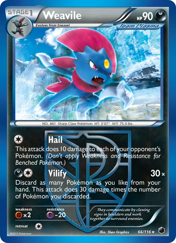 Weavile — Plasma Freeze #66 (Pokémon TCG card)
