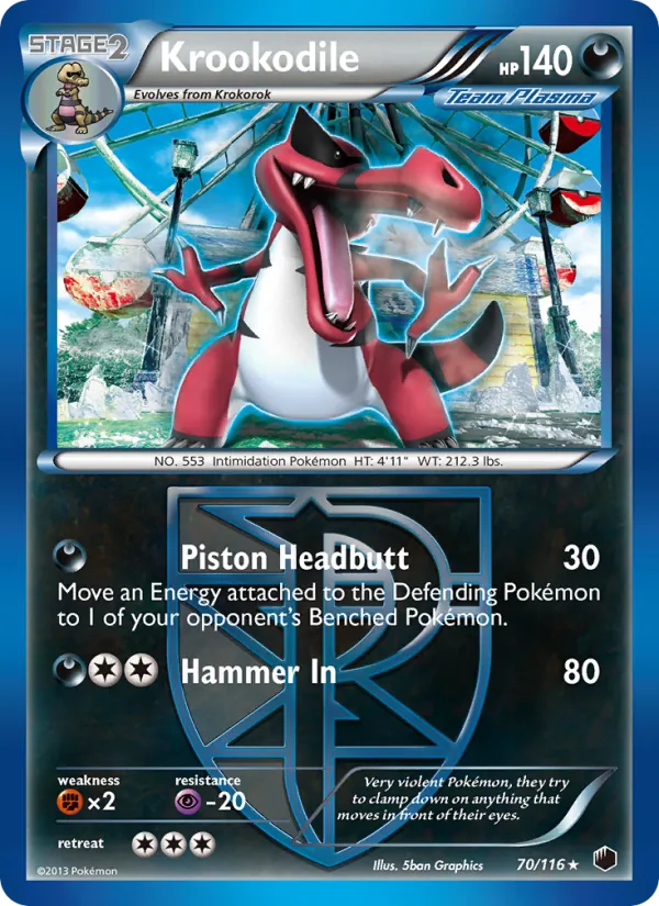 Krookodile — Plasma Freeze #70 (Pokémon TCG card)