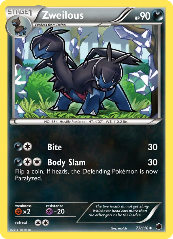 Zweilous — Plasma Freeze #77 (Pokémon TCG card)