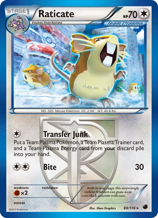 Raticate — Plasma Freeze #88 (Pokémon TCG card)