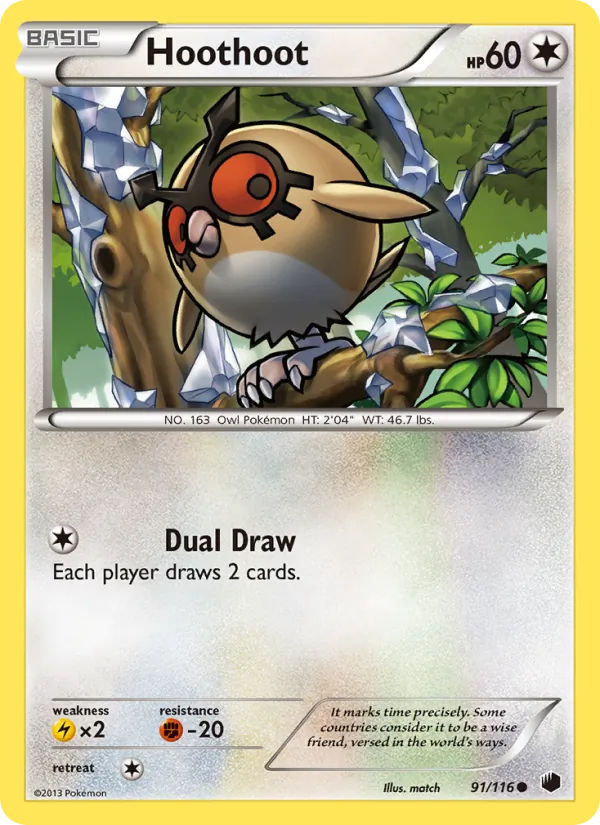 Hoothoot — Plasma Freeze #91 (Pokémon TCG card)