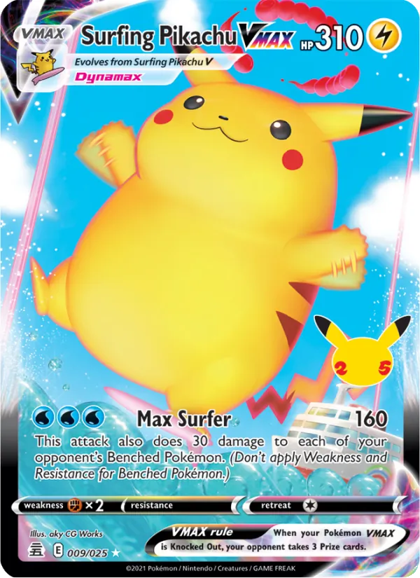 Surfing Pikachu VMAX — Celebrations #9 (Pokémon TCG card)