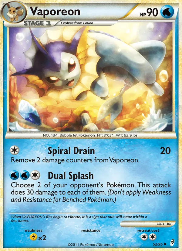 Vaporeon — Call of Legends #52 (Pokémon TCG card)