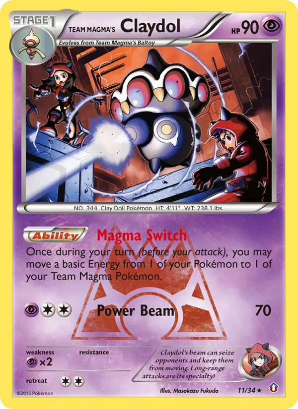 Team Magma's Claydol — Double Crisis #11 (Pokémon TCG card)