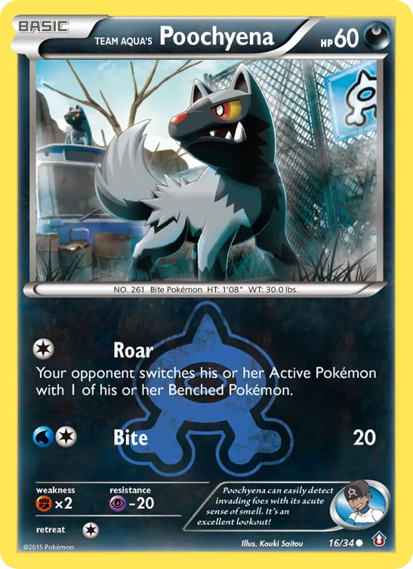 Team Aqua's Poochyena — Double Crisis #16 (Pokémon TCG card)