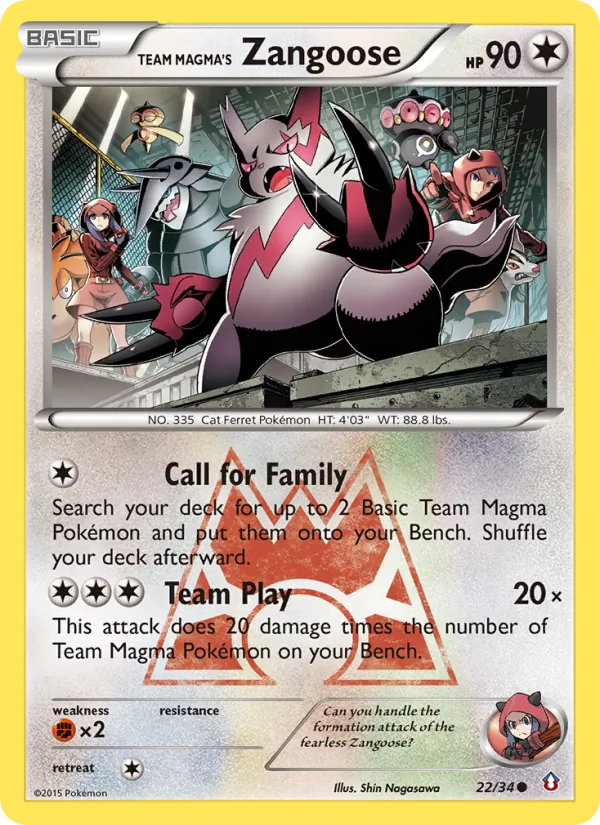 Team Magma's Zangoose — Double Crisis #22 (Pokémon TCG card)