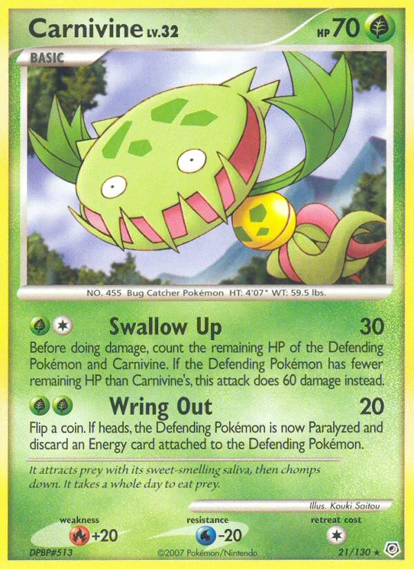 Carnivine — Diamond & Pearl #21 (Pokémon TCG card)
