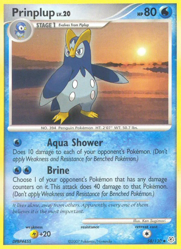 Prinplup — Diamond & Pearl #58 (Pokémon TCG card)
