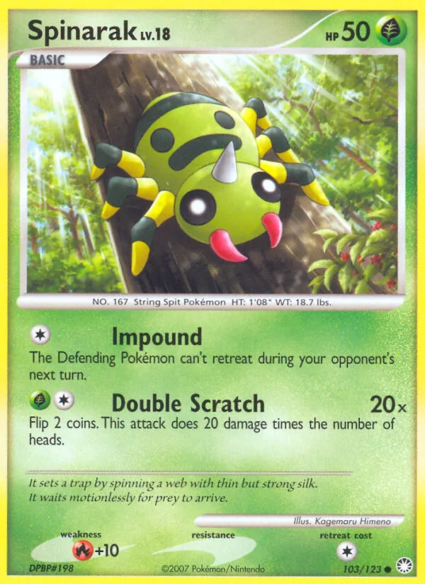 Spinarak — Mysterious Treasures #103 (Pokémon TCG card)