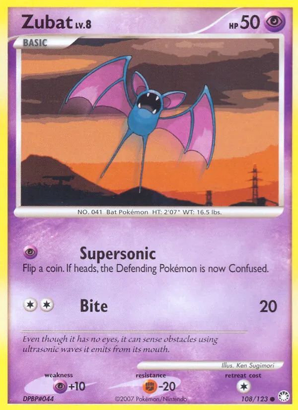 Zubat — Mysterious Treasures #108 (Pokémon TCG card)