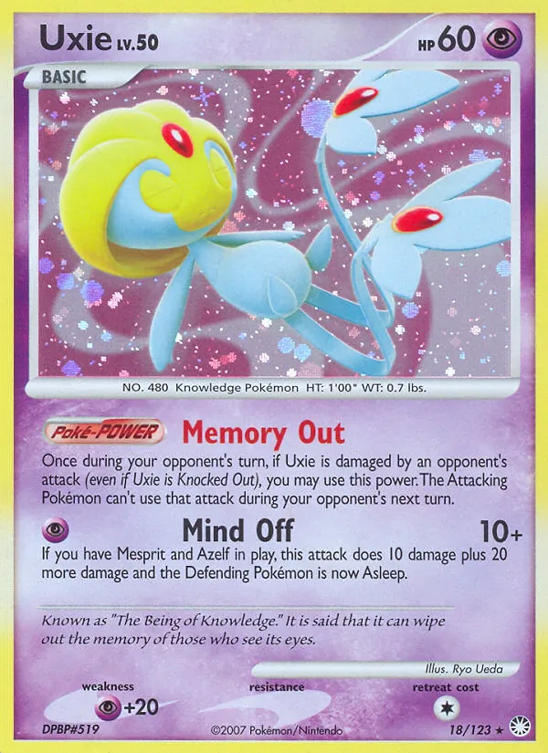 Uxie — Mysterious Treasures #18 (Pokémon TCG card)