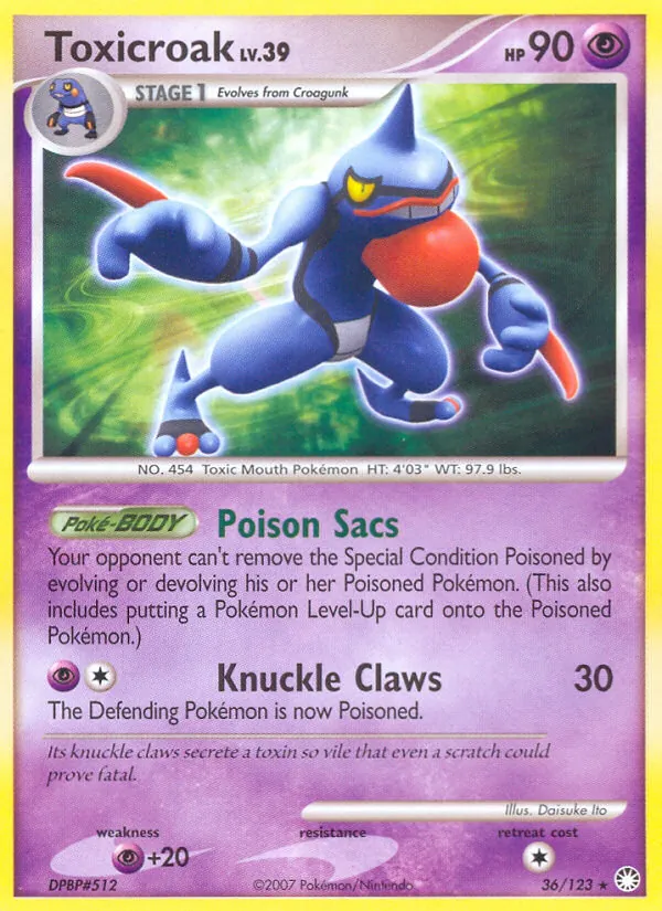 Toxicroak — Mysterious Treasures #36 (Pokémon TCG card)