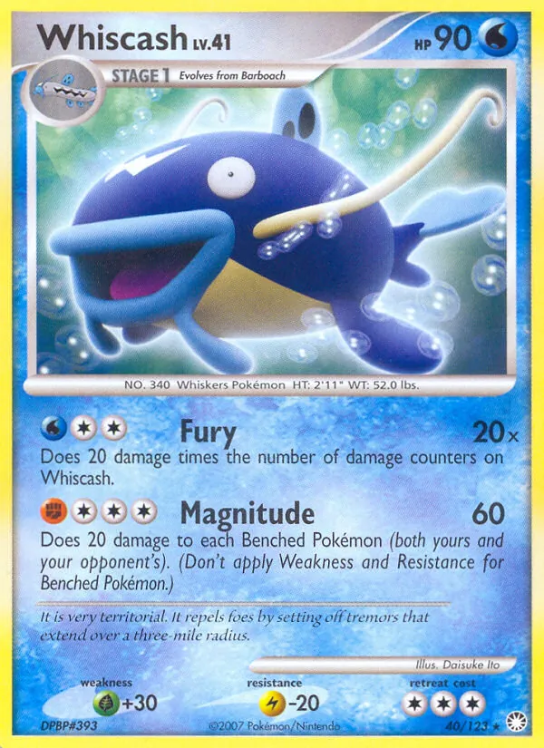 Whiscash — Mysterious Treasures #40 (Pokémon TCG card)