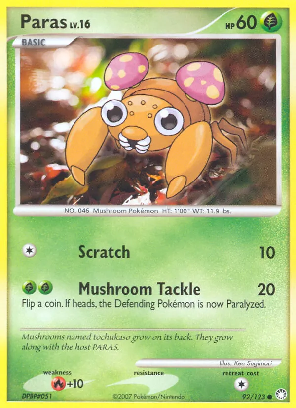 Paras — Mysterious Treasures #92 (Pokémon TCG card)