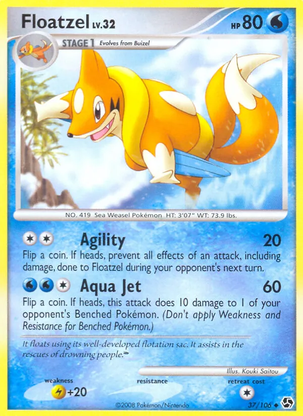 Floatzel — Great Encounters #37 (Pokémon TCG card)