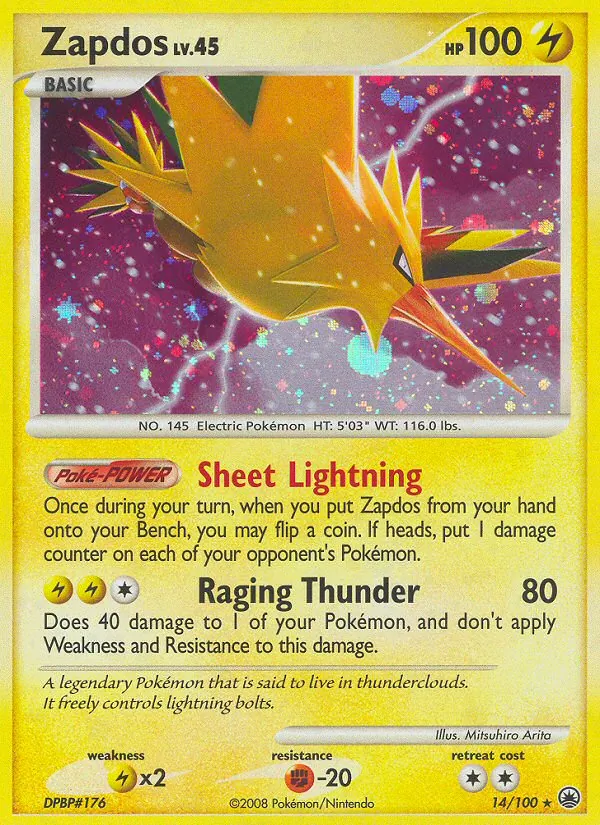 Zapdos — Majestic Dawn #14 (Pokémon TCG card)