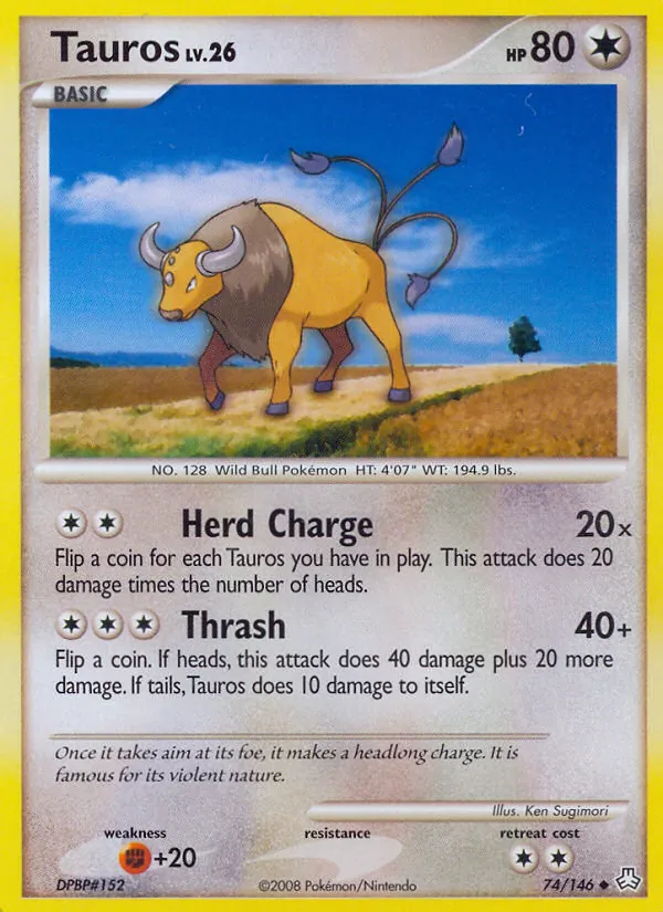 Tauros — Legends Awakened #74 (Pokémon TCG card)
