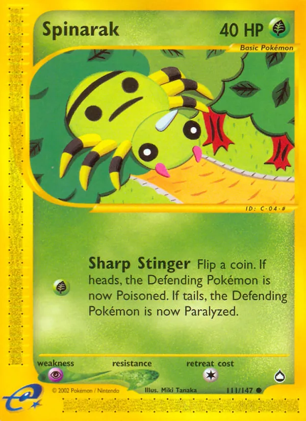 Spinarak — Aquapolis #111 (Pokémon TCG card)