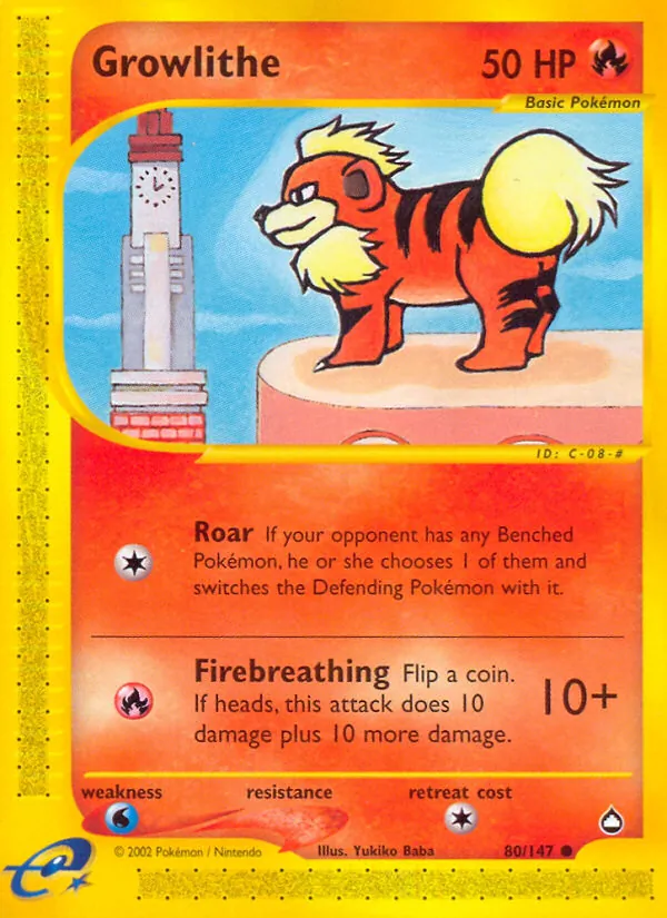 Growlithe — Aquapolis #80 (Pokémon TCG card)