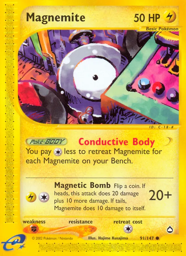Magnemite — Aquapolis #91 (Pokémon TCG card)