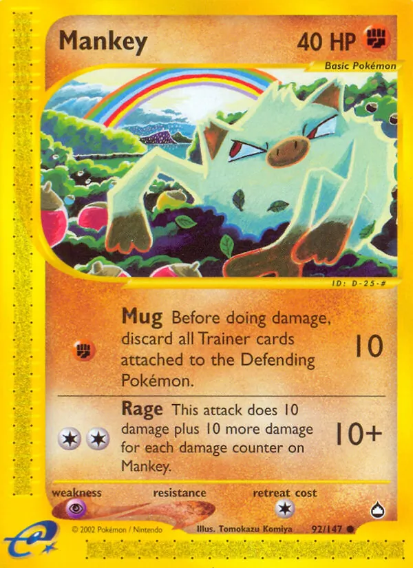 Mankey — Aquapolis #92 (Pokémon TCG card)