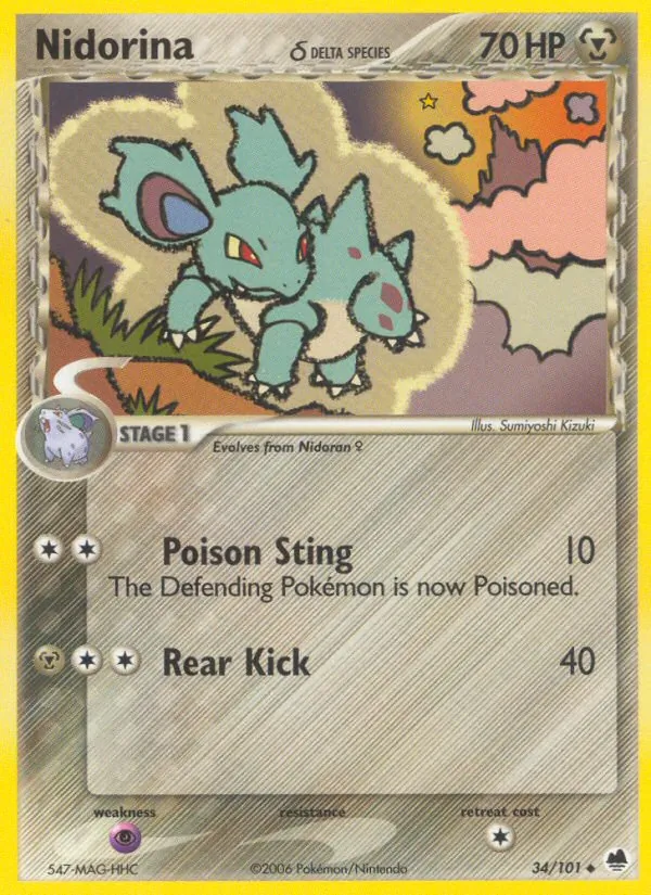 Nidorina δ — Dragon Frontiers #34 (Pokémon TCG card)