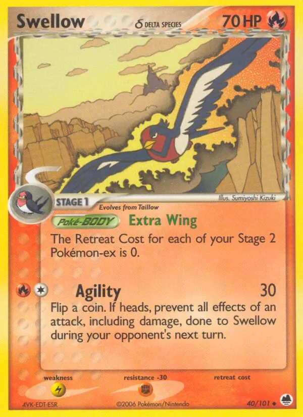 Swellow δ — Dragon Frontiers #40 (Pokémon TCG card)