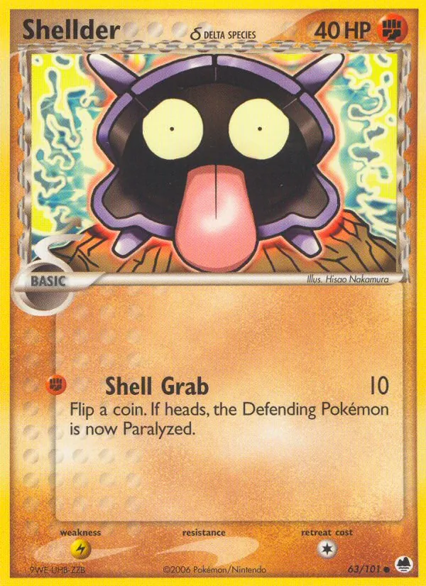 Shellder δ — Dragon Frontiers #63 (Pokémon TCG card)