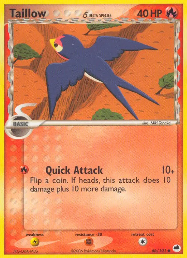 Taillow δ — Dragon Frontiers #66 (Pokémon TCG card)