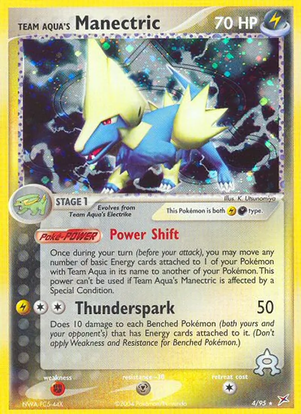 Team Aqua's Manectric — Team Magma vs Team Aqua #4 (Pokémon TCG card)