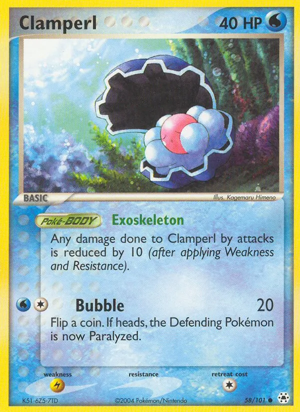Clamperl — Hidden Legends #58 (Pokémon TCG card)