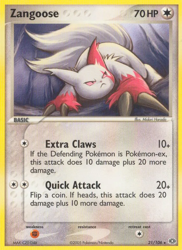 Zangoose — Emerald #21 (Pokémon TCG card)