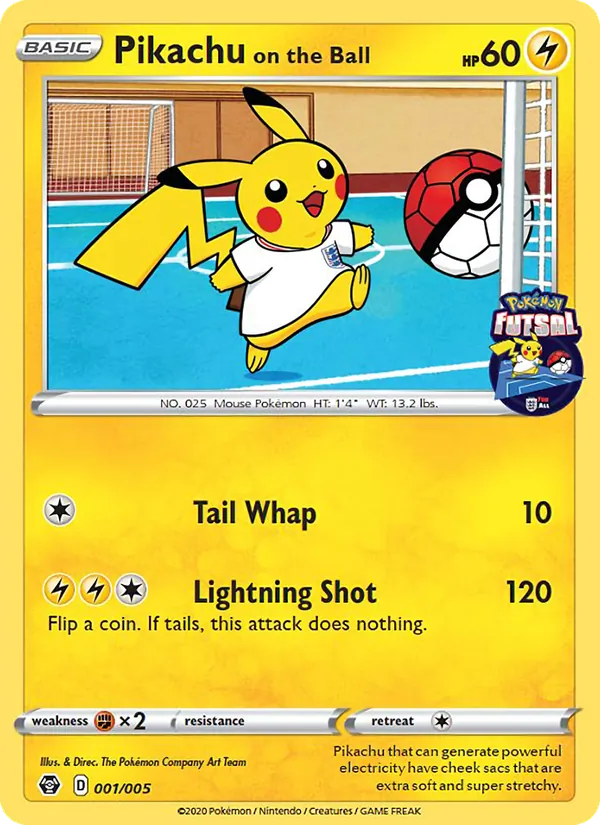 Pikachu on the Ball — Pokémon Futsal 2020 #1 (Pokémon TCG card)