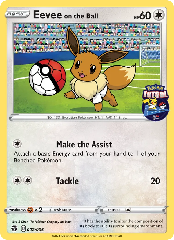 Eevee on the Ball — Pokémon Futsal 2020 #2 (Pokémon TCG card)