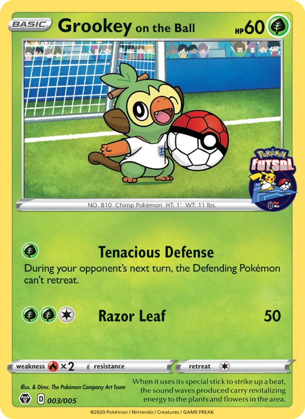 Grookey on the Ball — Pokémon Futsal 2020 #3 (Pokémon TCG card)