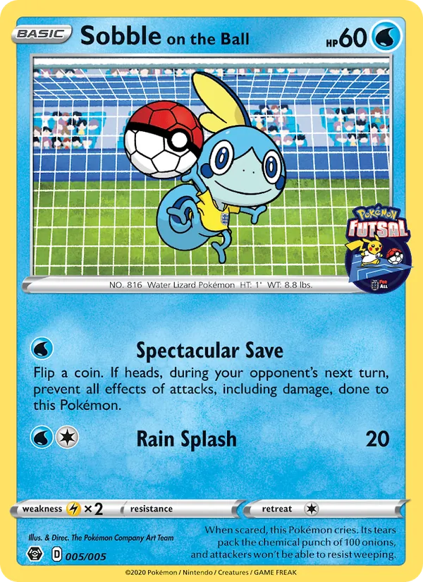 Sobble on the Ball — Pokémon Futsal 2020 #5 (Pokémon TCG card)