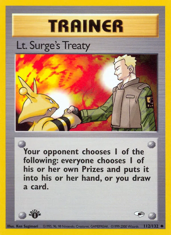 Lt. Surge's Treaty — Gym Heroes #112 (Pokémon TCG card)