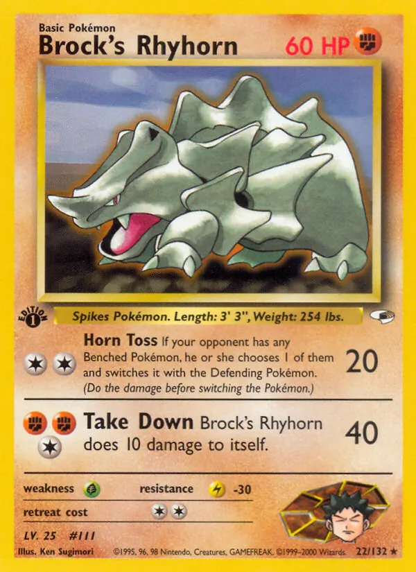 Brock's Rhyhorn — Gym Heroes #22 (Pokémon TCG card)