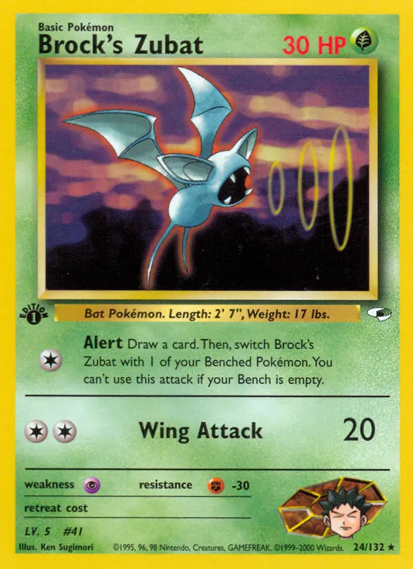Brock's Zubat — Gym Heroes #24 (Pokémon TCG card)