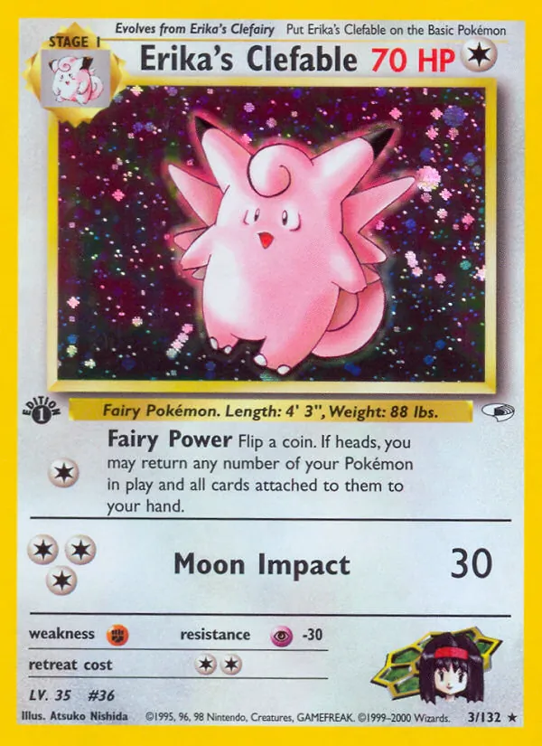 Erika's Clefable — Gym Heroes #3 (Pokémon TCG card)